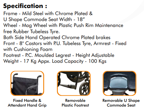 AccuSure Basic Wheelchair with U Commode Seat - WC-2