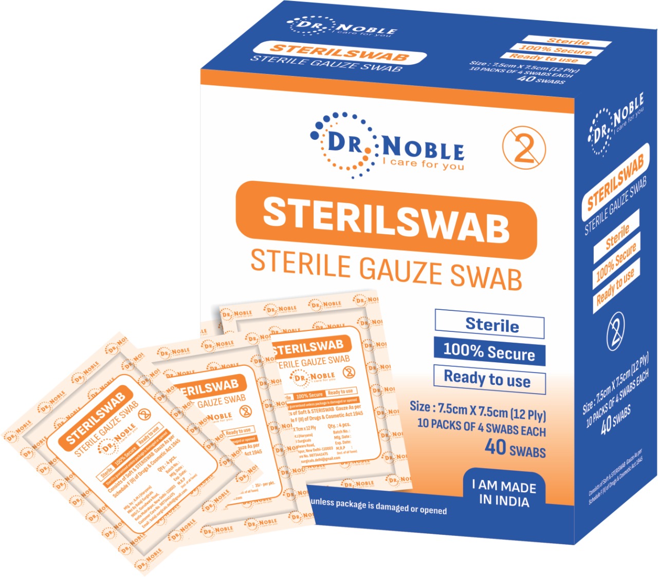 Dr. Noble Sterilswab – Sterile Gauze Swab (12 Ply)