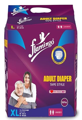 Flamingo Adult Diaper – Tape Style (M, L & XL)