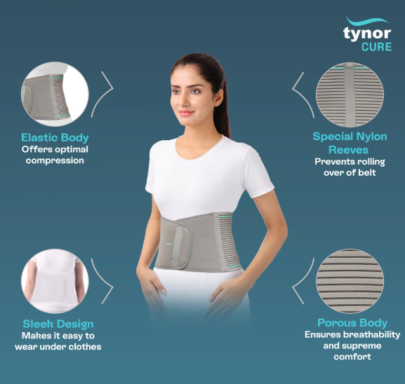 TYNOR Abdominal Support 9"/23cm, Grey