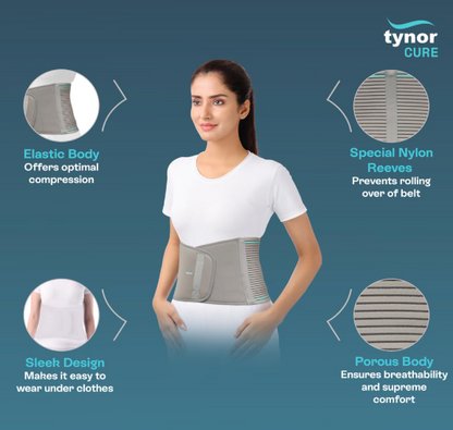 TYNOR Abdominal Support 9"/23cm, Grey