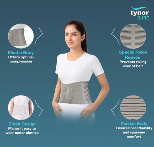 TYNOR Abdominal Support 9"/23cm, Grey