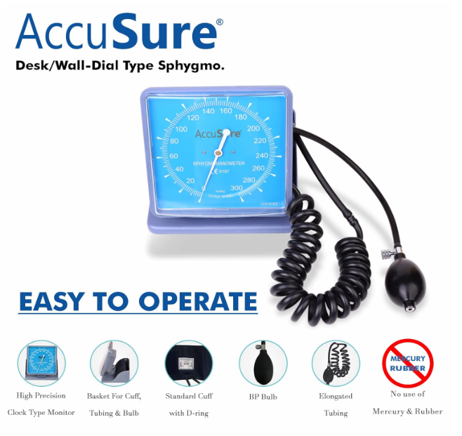 AccuSure Aneroid Sphygnomanometer Wall Type BP Monitor