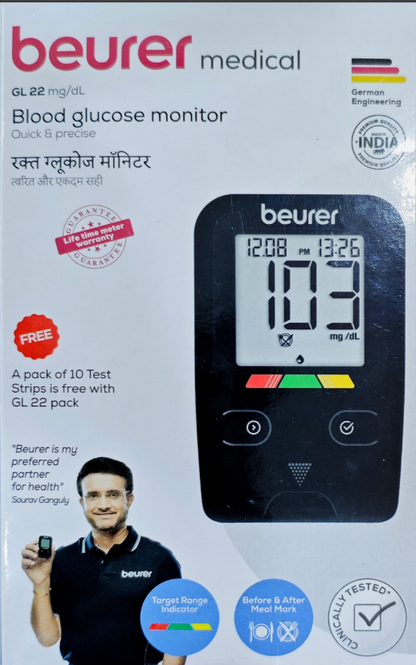 Beurer Blood Glucose Monitor GL22 with 25 Test Strips