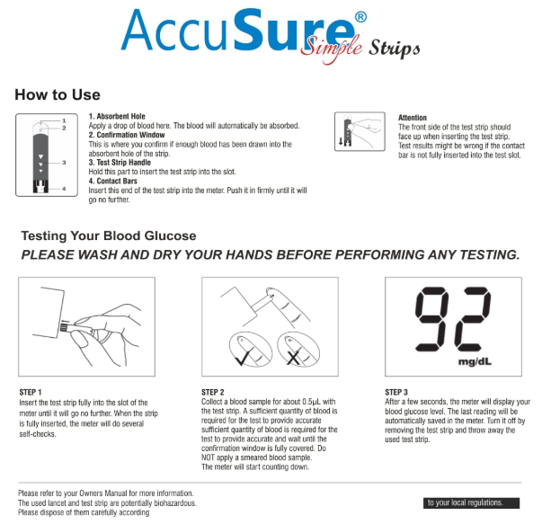 AccuSure Simple 25 Strips with AccuSure Simple Glucometer