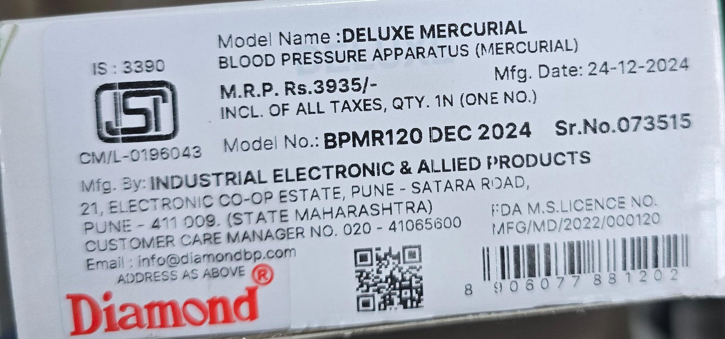 Diamond Mercurial Blood Pressure Apparatus
