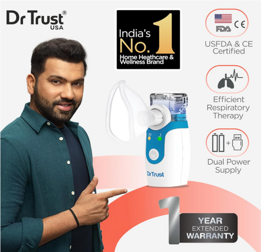 Dr Trust Portable Ultrasonic Mesh Nebulizer Machine Cool Mist Inhaler for Children and Adults (White)