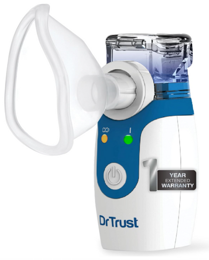 Dr Trust Portable Ultrasonic Mesh Nebulizer Machine Cool Mist Inhaler for Children and Adults (White)