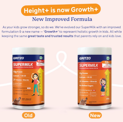 GRITZO Girls 7-9 Years SuperMilk Growth+