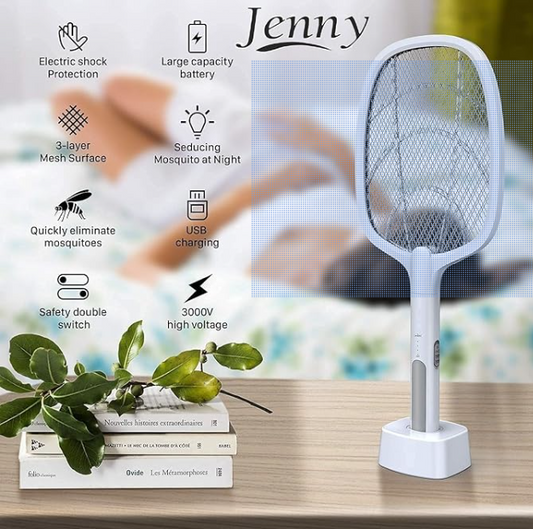 Jenny Heavy Duty Mosquito Racket Bat | Rechargeable Electric Fly Swatter | Mosquito Killer Racket